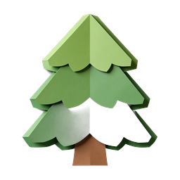 3D Paper-Craft Evergreen Tree Icon for Nature Apps