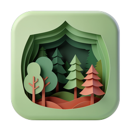 Paper-Cut Forest Icon - Layered Nature Design