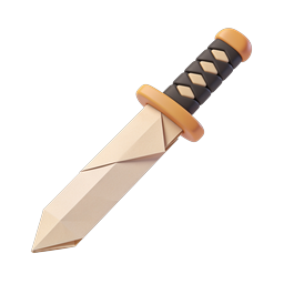 Paper Origami Dagger 3D Icon for Gaming