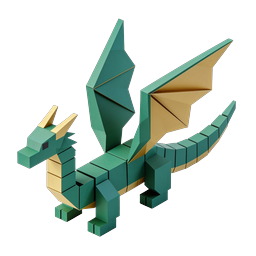 3D Papier-Origami-Drachen-Icon - Geometrisches Fantasy-Design