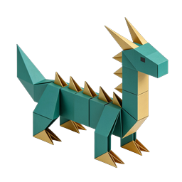 Paper Origami Dragon 3D Icon - Geometric Fantasy Art