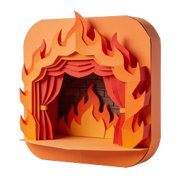 Paper-Craft-Kamin-Icon - Gemütliches 3D-Hausdesign