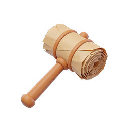 Paper Gavel 3D Icon - Justice & Legal Symbol