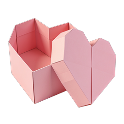 Pink Paper Heart Box 3D Icon for Romantic Designs