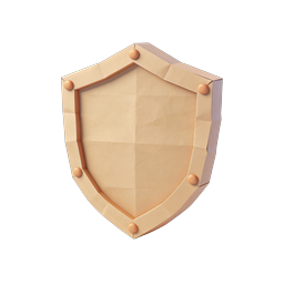 Paper Craft Shield Icon - 3D Security Symbol