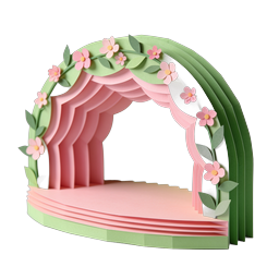 Decorative Paper Craft Stage Arch Icon with Flowers