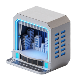 Paper Theater City Stage Icon - 3D Isometric Illustration