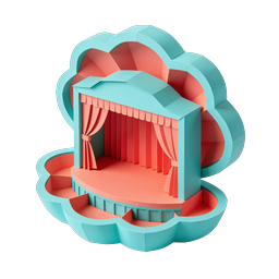 3D Paper Theater Stage Icon | Papercraft Design