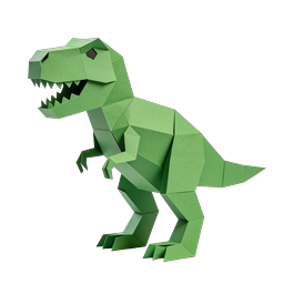 Paper T-Rex Dinosaur Icon - Origami Style 3D Render