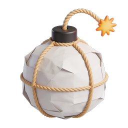 Cartoon Paper Wrapped Bomb with Lit Fuse Icon