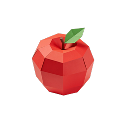 Papercraft Apple Icon - 3D Geometric Origami Style
