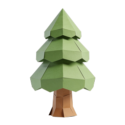 Papercraft Christmas Tree Icon - Geometric Holiday Design