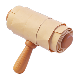 Ancient Parchment Scroll Icon with Wooden Handle | 3D Render