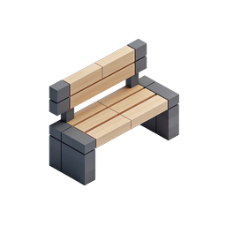 Isometric Parkbank-Icon - 3D Holzmöbel für den Außenbereich