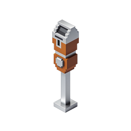 Icône 3D de parcmètre isométrique - Style Voxel