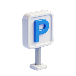Ícone de Placa de Estacionamento 3D - Design com Letra P Azul