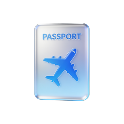 Icona di passaporto con aereo in vetro per app di viaggio
