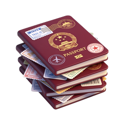 Icone di passaporti impilati per app di viaggio e immigrazione