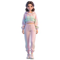 Ícone de personagem 3D garota atlética em tons pastel para apps