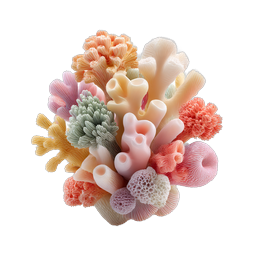 Pastel Coral Cluster Icon - Marine Reef Sculpture