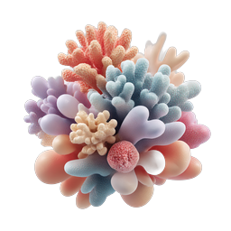 Pastel Coral Cluster 3D Icon | Ocean Reef Design