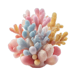Pastel Coral Formation 3D Icon - Colorful Ocean Reef