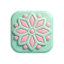 Pastel Flower Star 3D Icon - Mint & Pink Design