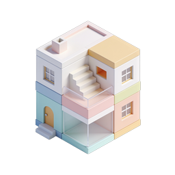 Pastel Isometric Mini House Icon | 3D Architecture Illustration