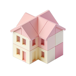Pastellfarbenes isometrisches Haus-Icon - 3D-Haus-Illustration