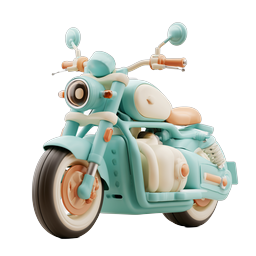 Pastel Clay Motorcycle 3D Icon - Cute Toy-Style Design