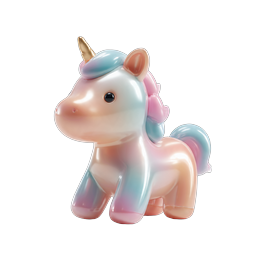 Pastel Rainbow Unicorn Toy Icon - Cute 3D Rendered Figurine