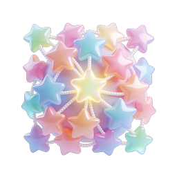 Pastel Star Cluster 3D Icon with Pearl Beads