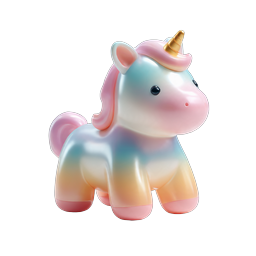 Cute Pastel Rainbow Unicorn Toy 3D Icon