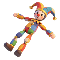 Colorful Patchwork Jester Clown 3D Icon