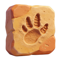 Animal Paw Print Carved in Rock | 3D Wildlife Icon