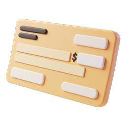 3D Payment Check Icon - Financial Document Clay Style