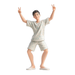 Icona personaggio ragazzo segno della pace - Render 3D