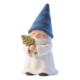 Peaceful Gnome Character 3D Icon with Oak Leaf