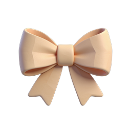 Elegant Peach Bow Ribbon 3D Icon for Design Projects