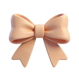 Peach Clay Bow Icon - 3D Decorative Ribbon