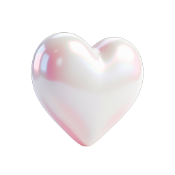 Pearl Heart Icon - Glossy Iridescent 3D Love Symbol