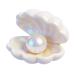 Glowing Pearl in Open Clam Shell Icon | Luxury 3D Render