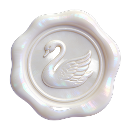 Pearl Swan Wax Seal Icon - Elegant 3D Embossed Design