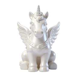 Statuetta di unicorno alato perlaceo - Icona 3D magica