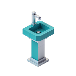 Pedestal Sink 3D Isometric Bathroom Icon