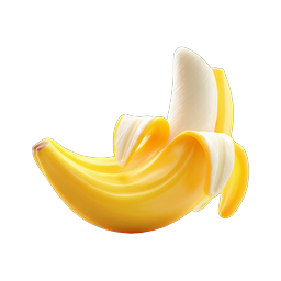 Icona banana sbucciata - Illustrazione 3D realistica di cibo