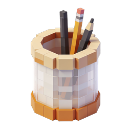 Low-Poly Pencil Holder Icon | 3D Isometric Desk Organizer