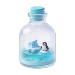 Cute Penguin Arctic Bottle 3D Icon - Polar Wildlife