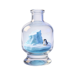 Adorable Penguin in Glass Bottle with Iceberg Scene Icon