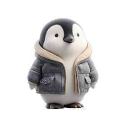 Icona cucciolo di pinguino carino con giacca di jeans 3D